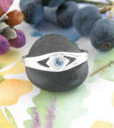 Aquamarine Crystal Glass Eye Toe Midi Ring, Adjustable | Woot & Hammy